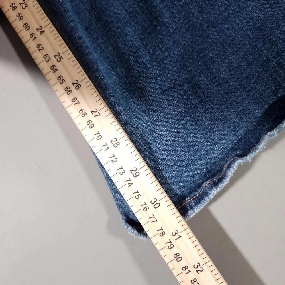 American Eagle Super High Rise Flare Jeans Womens 10 Blue Stretch Patch Pocket - Picture 7 of 9